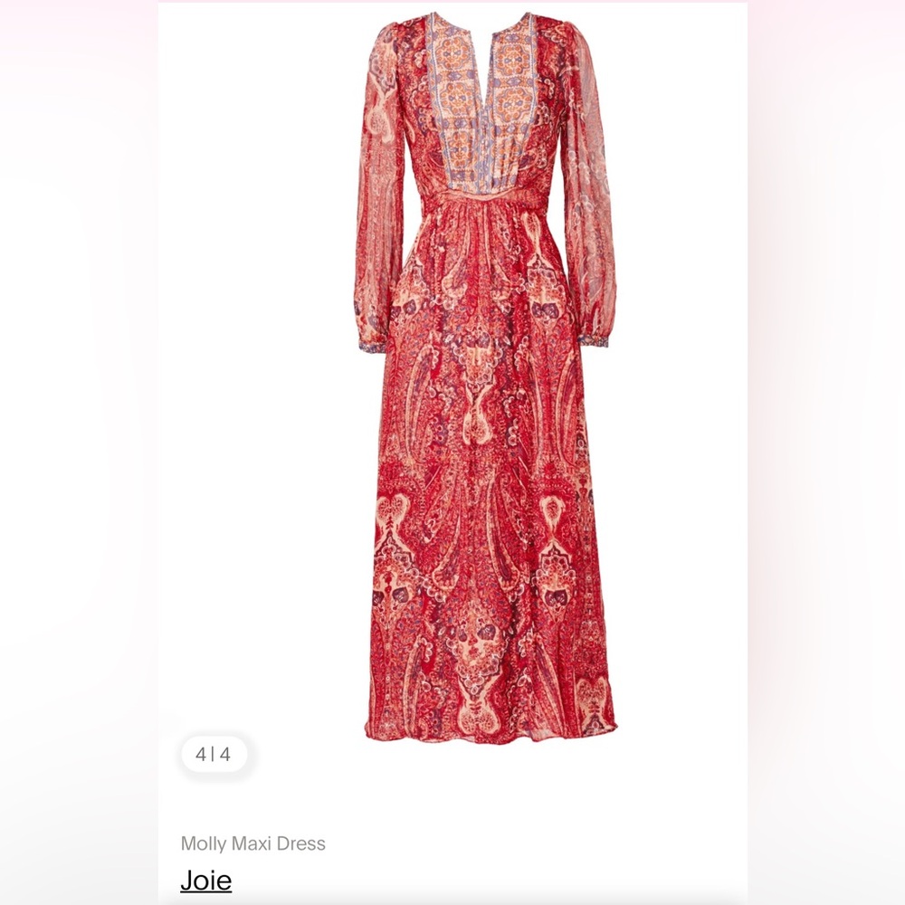 Joie Molly Maxi Dress MSRP $698 Sz S Vintage Fall 2015 Featured in Vogue 💯 Silk